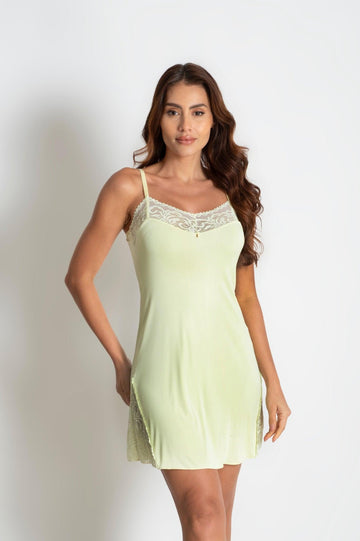 Camisola Poliamida com Renda Alça Fina Leve e Sensual