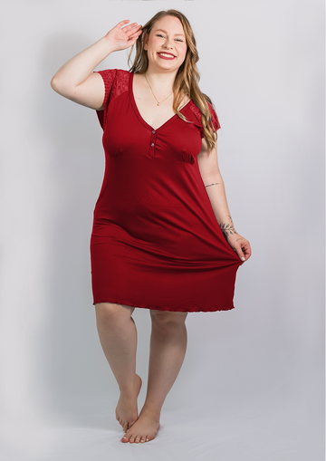 Camisola Plus Size em Viscose com Abertura Frontal com Botões