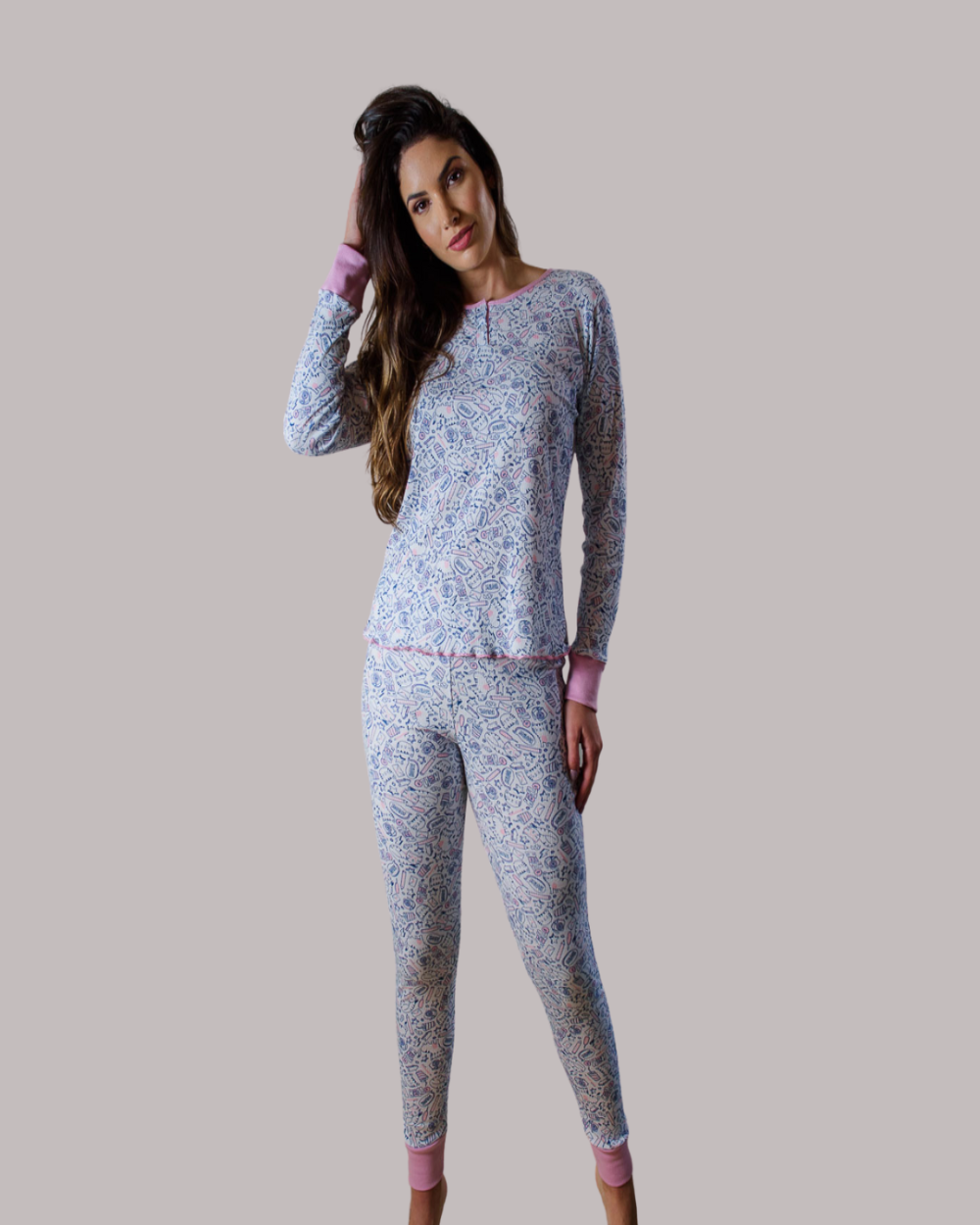 Pijama em Ribana Canelada Estampado