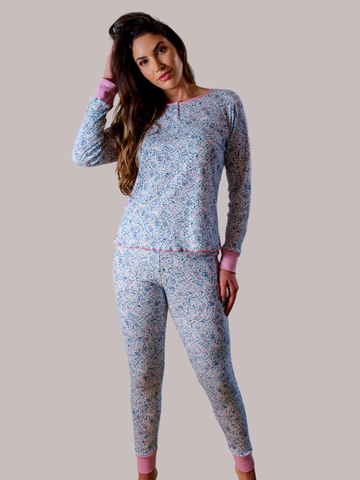 Pijama em Ribana Canelada - Estampado - Rosativa