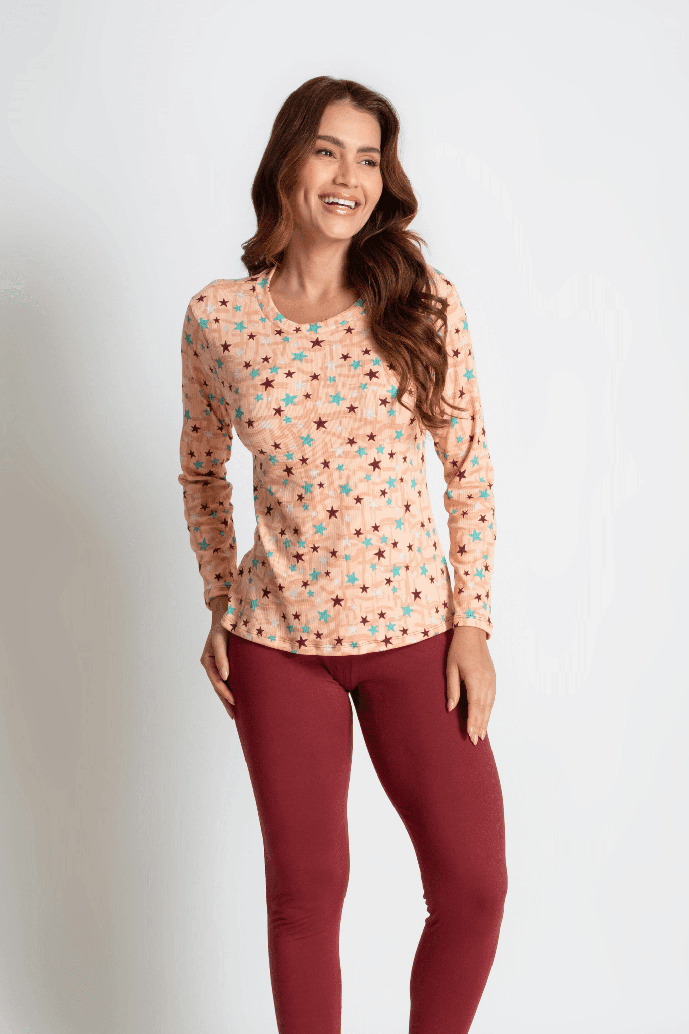 Pijama Suede Feminino Inverno Conforto Noite Estrelas