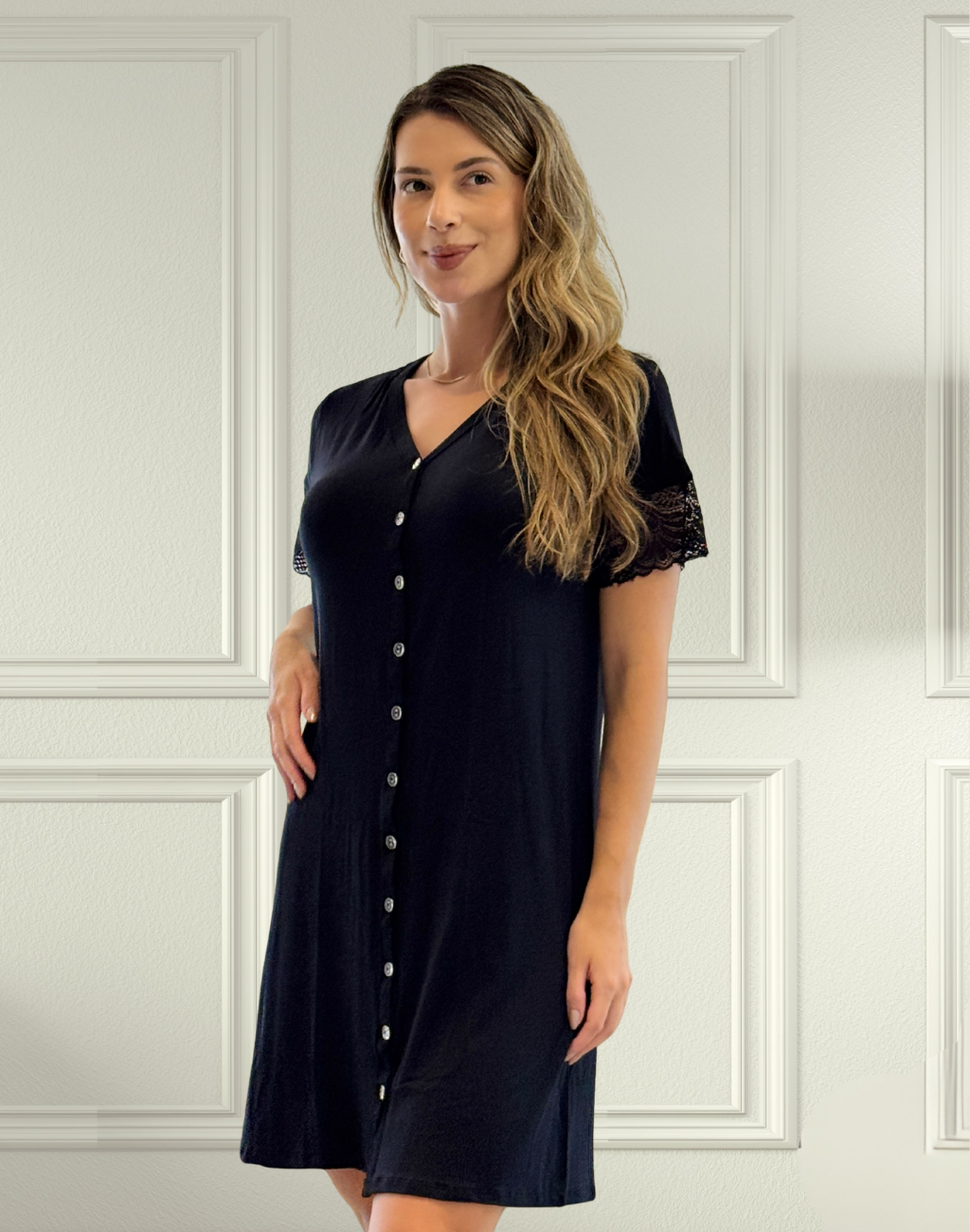 Camisola de Amamentação com Botões em Viscose