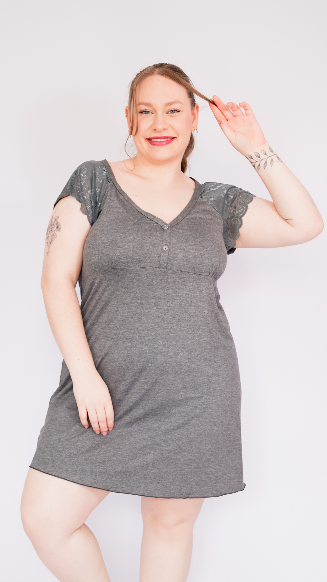 Camisola Plus Size em Viscose com Abertura Frontal com Botões