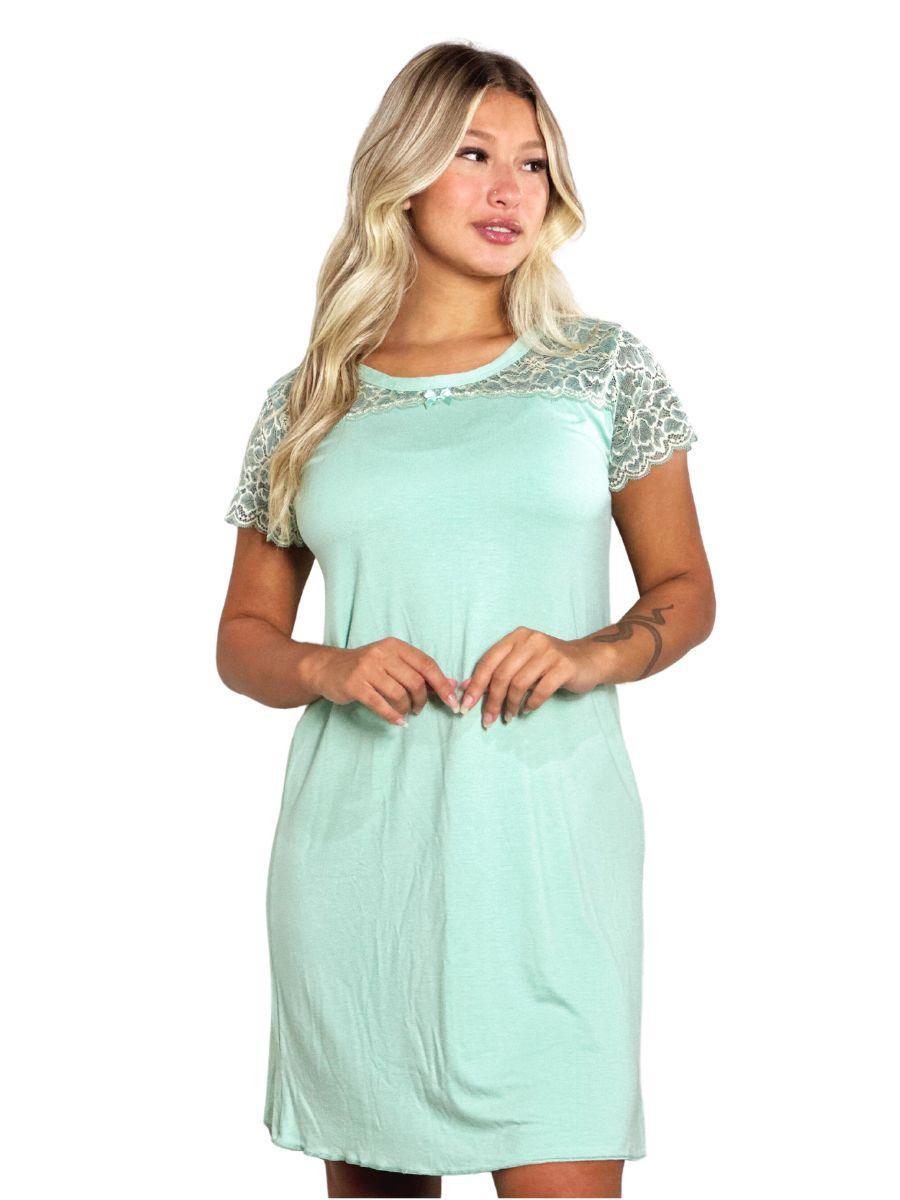 Camisola Feminina Confortável em Viscose e Renda Mayra
