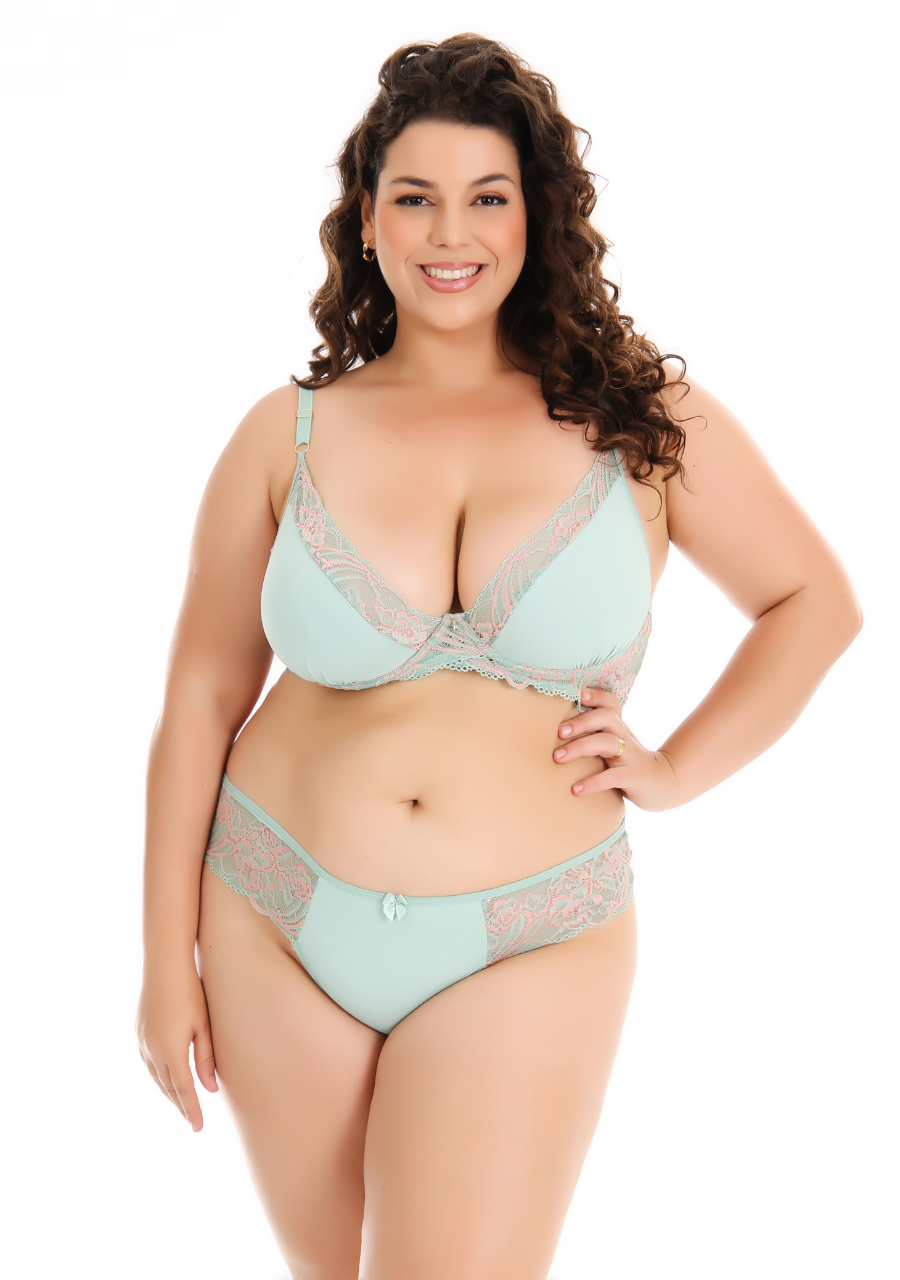 Conjunto de Lingerie Plus Size sem Bojo -  Verde - Rosativa