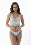 Conjunto em Microfibral Estampada com Alças Reguláveis - Branco - Rosativa