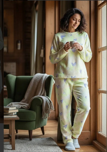 Pijama Feminino Fleece longo, Peludinho, ted, quentinho, inverno, Brilha no escuro